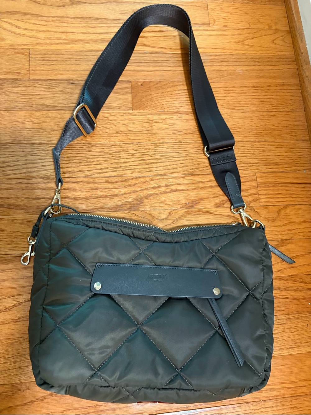 MZ Wallace Grey Quilted Nylon Crossbody